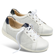Chaussures de confort Helvesko : modle Wilke, blanc/bleu fonc