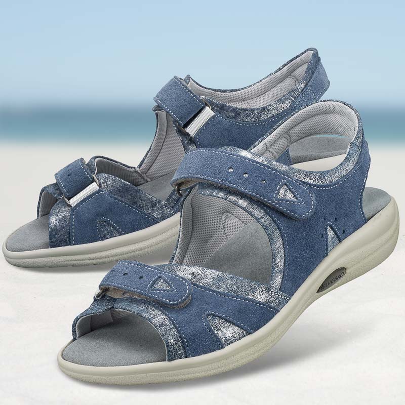 Chaussure confort Helvesko : SABRINA, coloris jean/argent