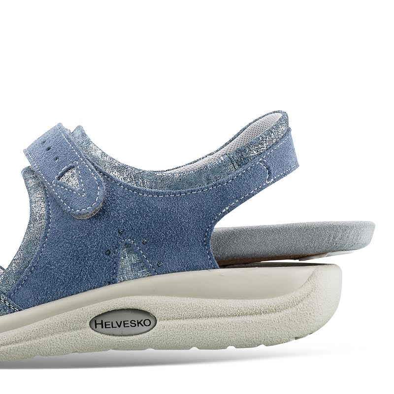 Chaussures de confort Helvesko : modle Sabrina, coloris jean/argent Image 4