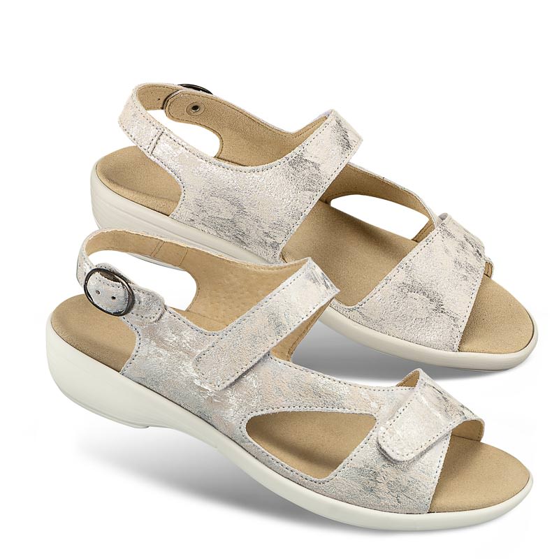 Chaussures de confort LadySko : modle Selina, blanc/argent