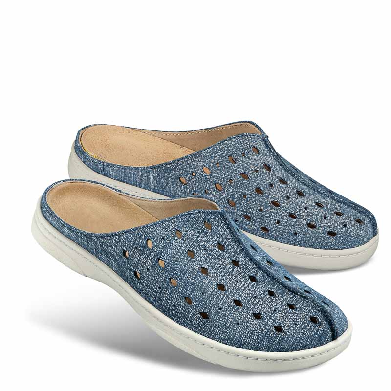Chaussure confort Helvesko : EDEN, coloris jean (cuir velours)