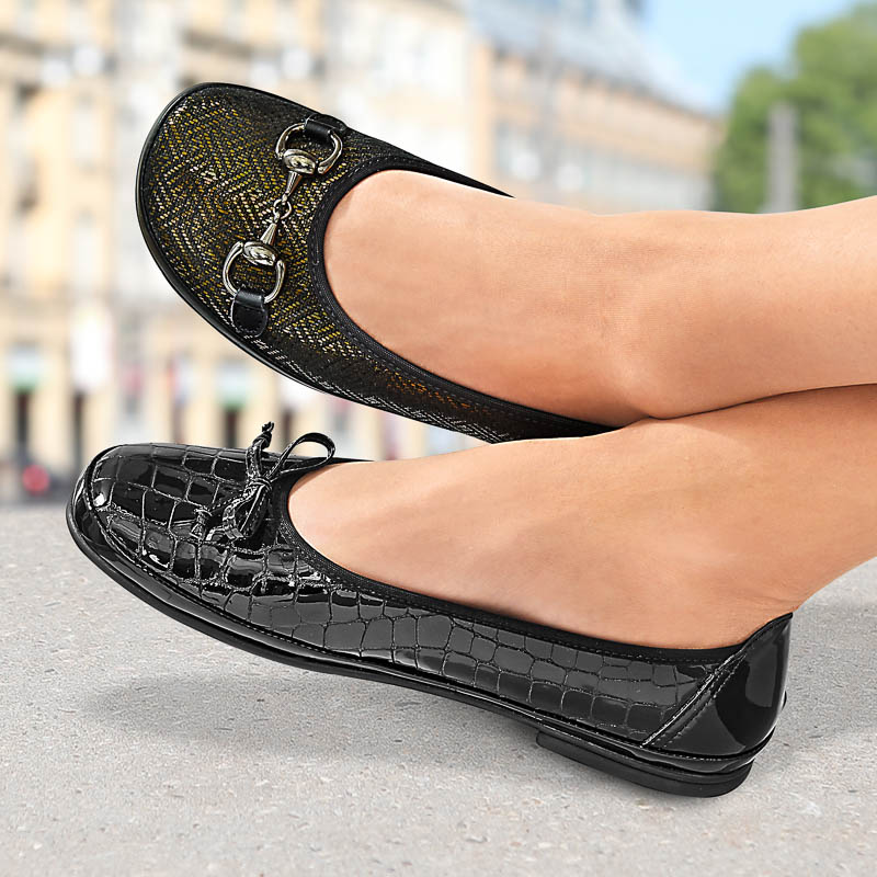 Chaussures de confort Helvesko : modèle Aida, noir/coloris or Image 3