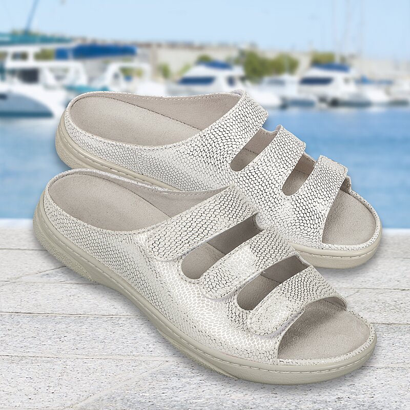 Chaussures de confort Helvesko : mod�le Xena, argent/blanc
