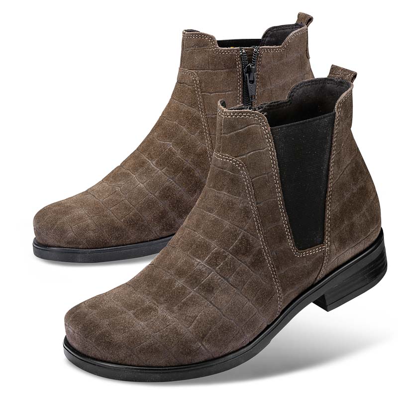 Chaussure confort Helvesko : ALLEN, gris/marron (cuir velours)