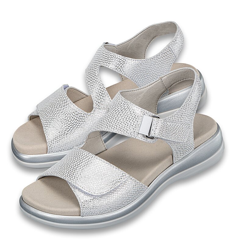 Chaussures de confort Helvesko : mod�le Birka, argent/blanc