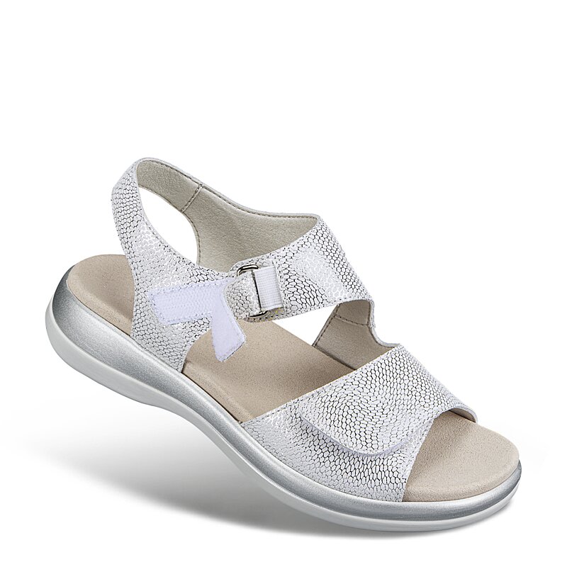 Chaussures de confort Helvesko : mod�le Birka, argent/blanc Image 4