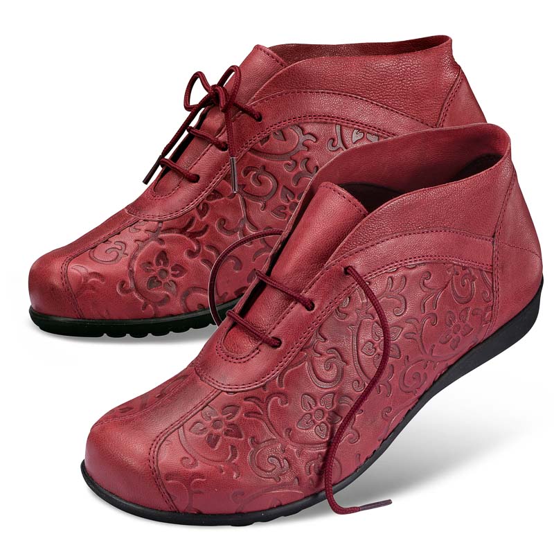 Chaussures de confort Helvesko : modle Mabella, rouge fonc