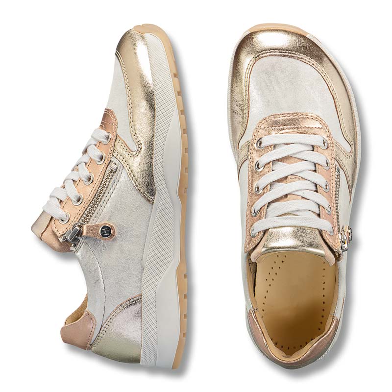 Chaussures de confort Helvesko : mod�le Nizza, coloris or/perle Image 2
