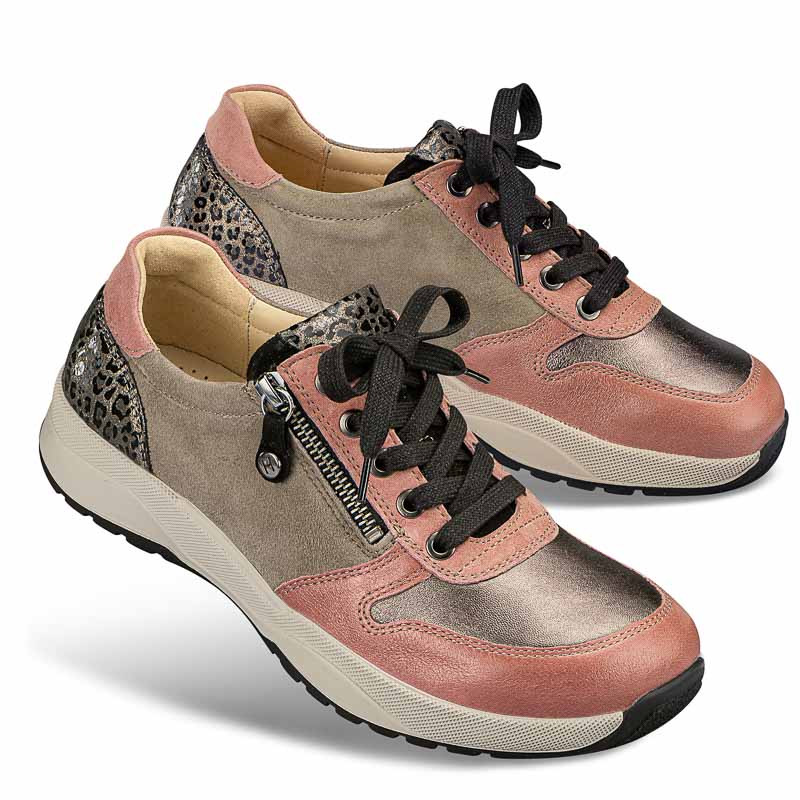 Chaussures de confort Helvesko : modle Nizza, beige/rose