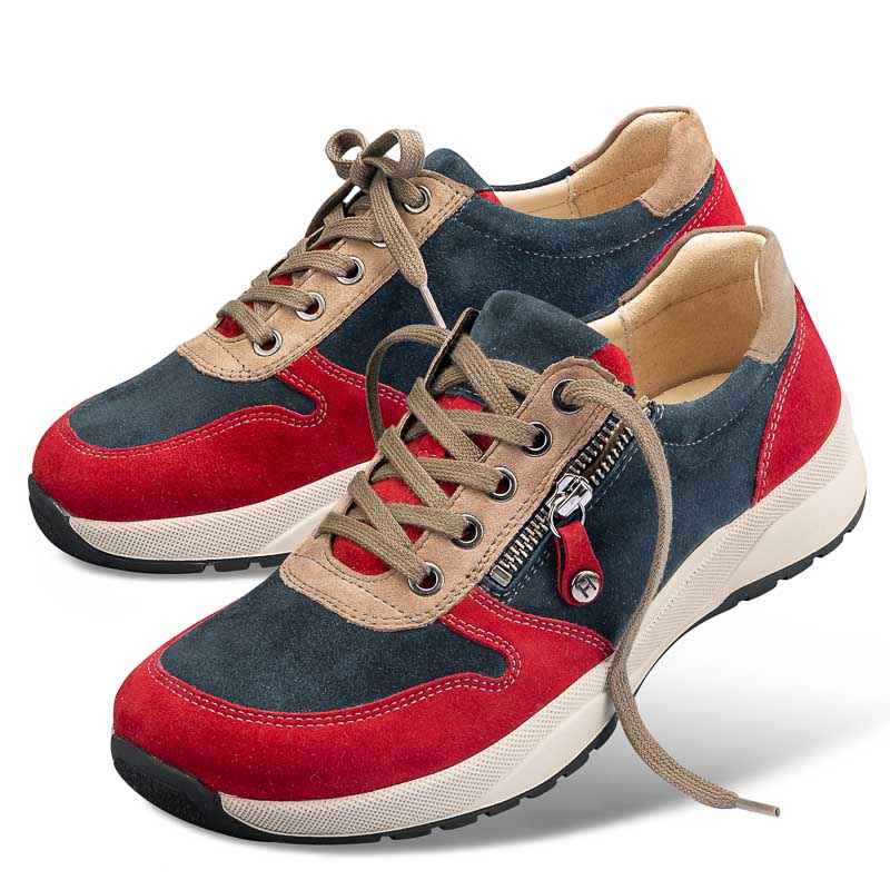 Chaussures de confort Helvesko : modle Nizza, bleu/rouge