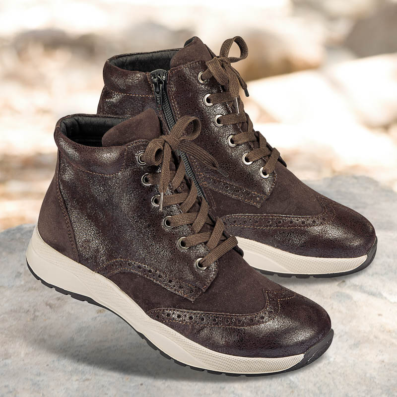 Chaussures de confort Helvesko : modle Andora, marron fonc