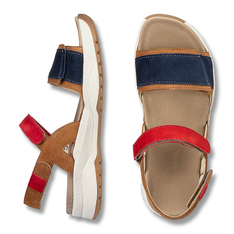 Chaussures de confort Helvesko : modle Meda, marron/bleu/rouge Image 2