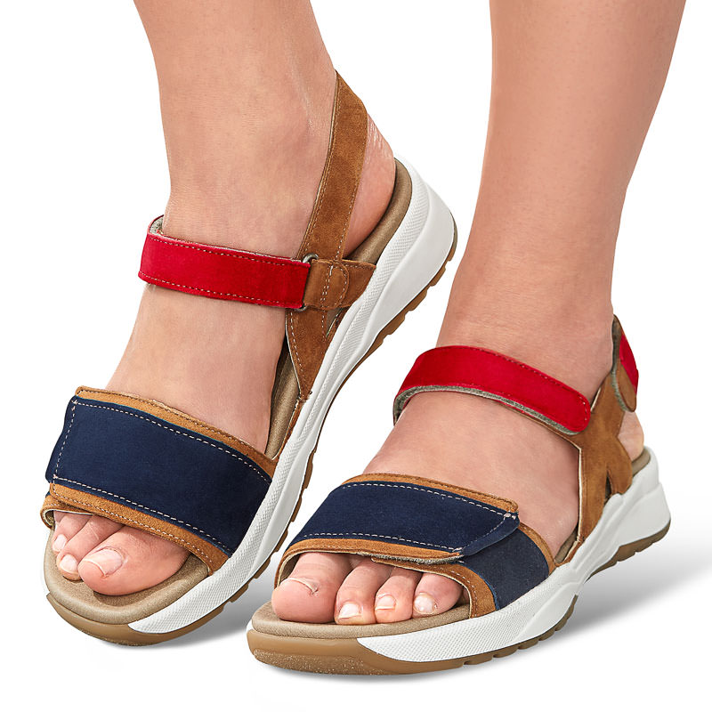 Chaussures de confort Helvesko : modle Meda, marron/bleu/rouge Image 4