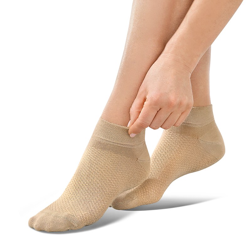 Socquettes en fibre bambou&nbsp; - 3 paires beige