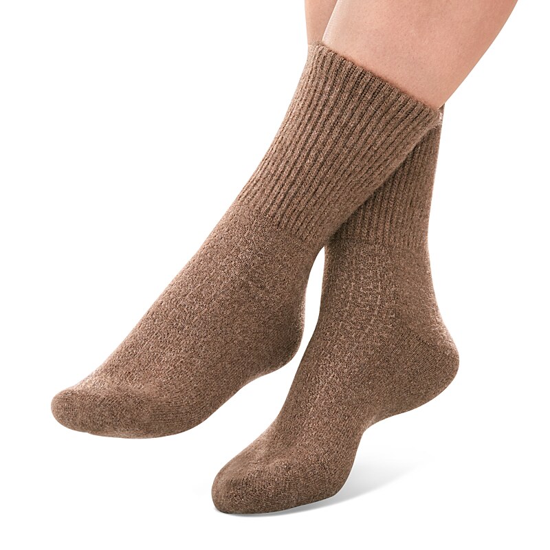Socquettes d'int�rieur en laine de yak,&nbsp;marron