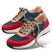 Chaussure confort Helvesko : NIZZA, bleu/rouge (cuir velours)