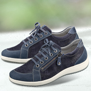 Chaussure confort Helvesko : VERENA, bleu foncé (cuir nubuck)