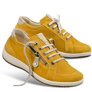 Chaussure confort Helvesko : VERENA en largeur pied fin, jaune (cuir velours)